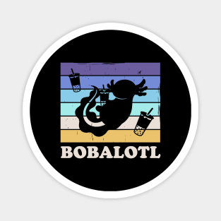 Vintage Retro Bobalotl Boba Tea Cute Axolotl Magnet